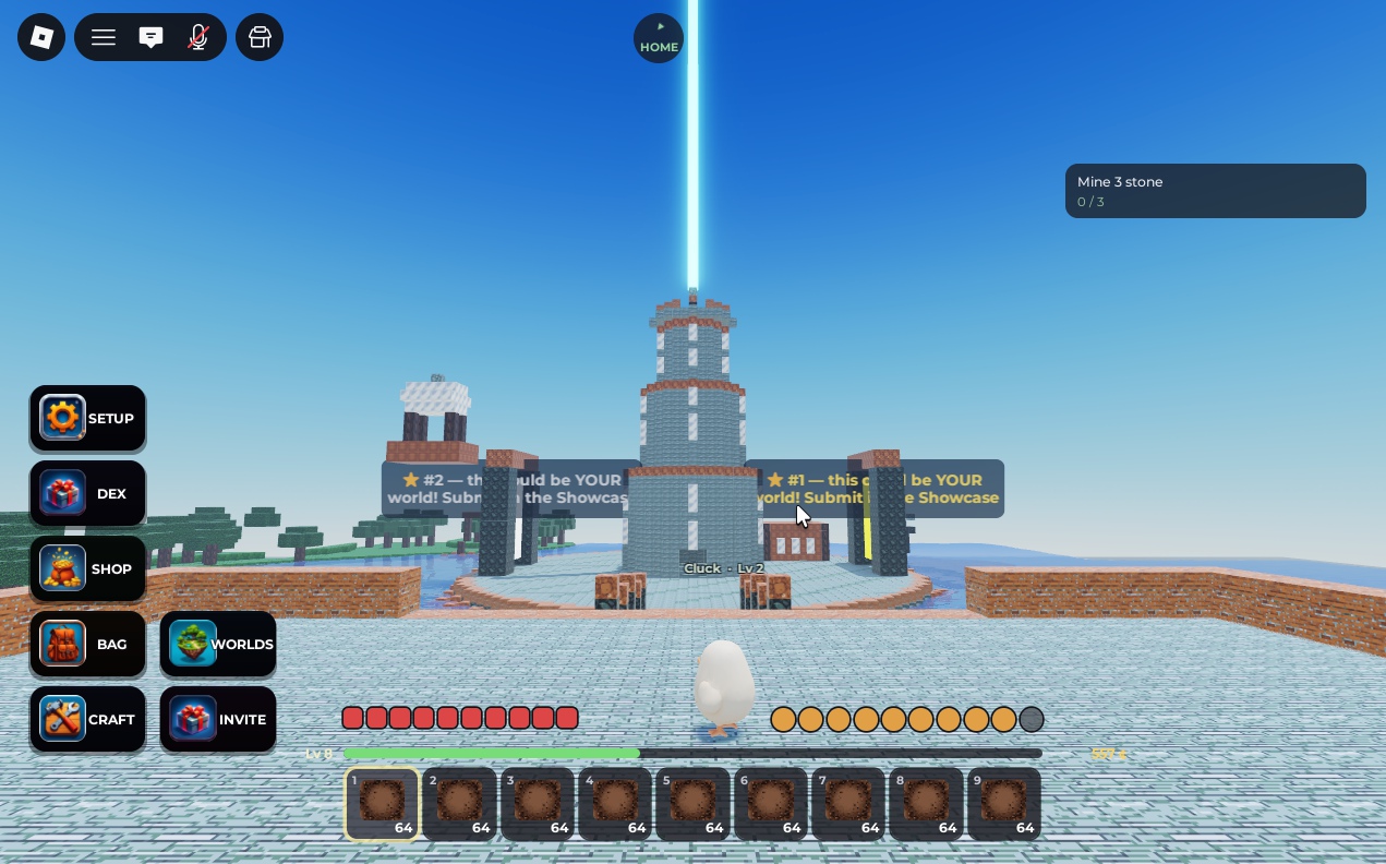 The three World Gates on the spawn island teleport anyone into the week’s top three worlds.